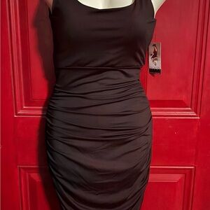 Sofia by Sofia Vergara Black Ruched Mini Dress